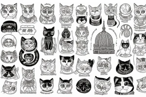 on the temple, instead of cat domes, the names of the breeds begin with a, c, a, b tattoo idea