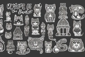 on the temple, instead of cat domes, the names of the breeds begin with a, c, a, b tattoo idea