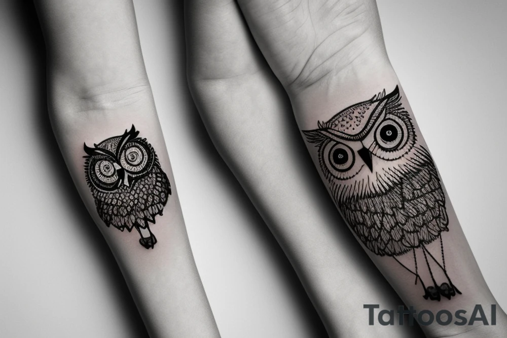 Owl holding a watch tattoo idea