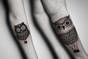 Owl holding a watch tattoo idea