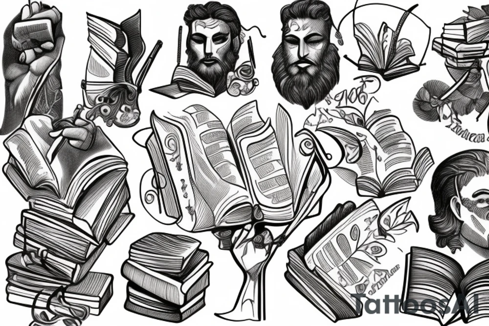 greek god Hypos reading a book tattoo idea