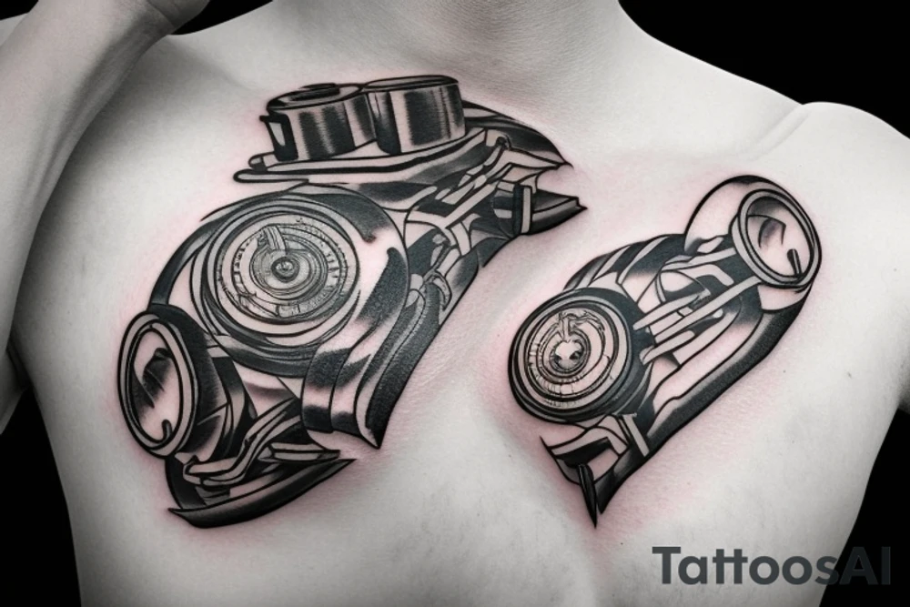 A heart in the form of a car engine tattoo idea