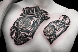 A heart in the form of a car engine tattoo idea