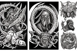 Vikings and monsters from Slavic mythology tattoo idea