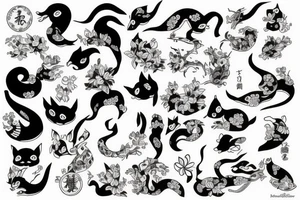 Japanese animals and ornaments tattoo idea
