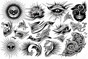 sun with wavy rays tattoo idea