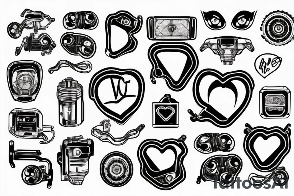 A heart in the form of a car engine tattoo idea