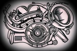 A heart in the form of a car engine tattoo idea