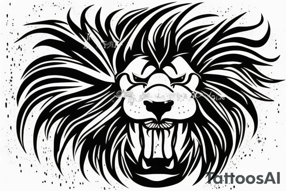 an evil lion that is struck by lightning tattoo idea