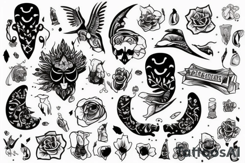 Сказочный феникс с острым клювом tattoo idea