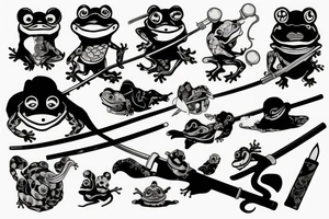 Frog with katana and a smoking pipe tattoo idea
