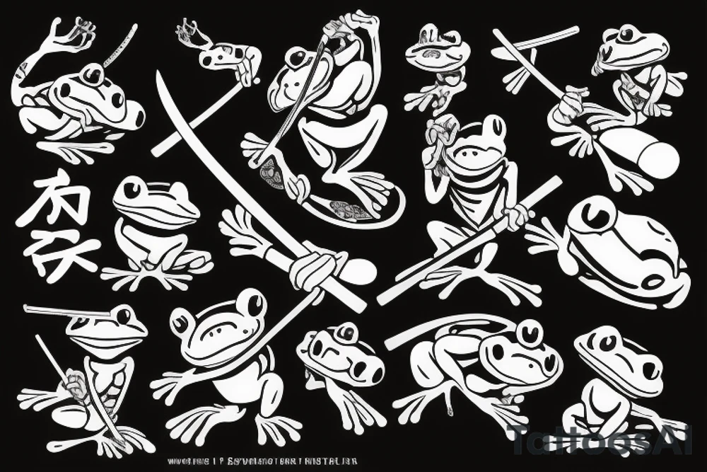 Frog with katana and a smoking pipe tattoo idea