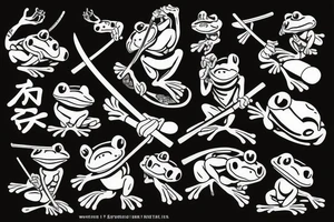 Frog with katana and a smoking pipe tattoo idea