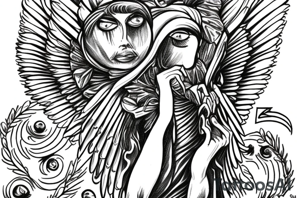bible angel with a lot of eyes tattoo idea