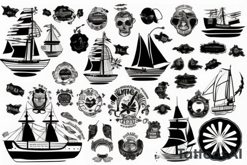 ship at sea tattoo idea