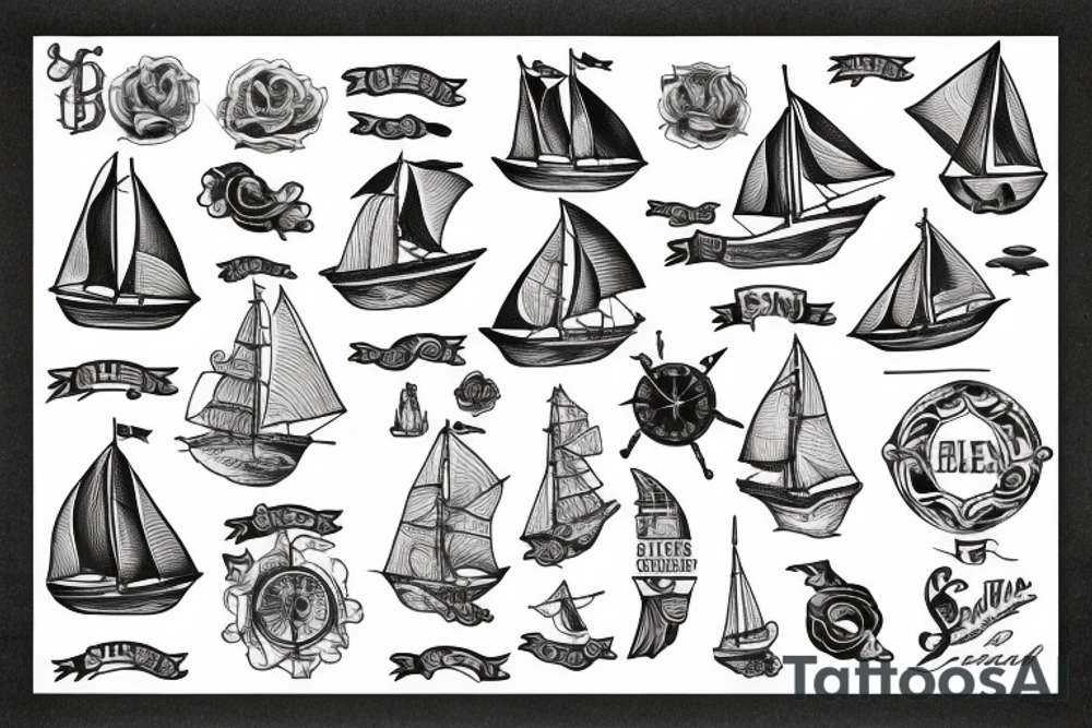 ship at sea tattoo idea