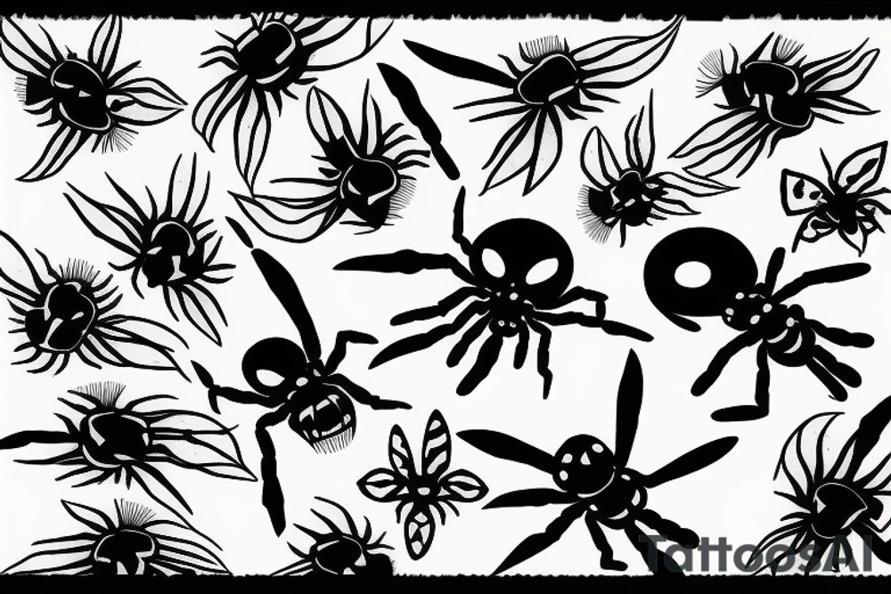 black widow spider eat fly tattoo idea