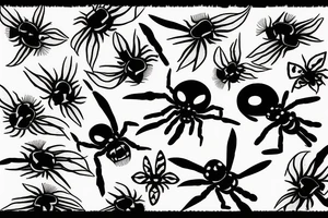 black widow spider eat fly tattoo idea
