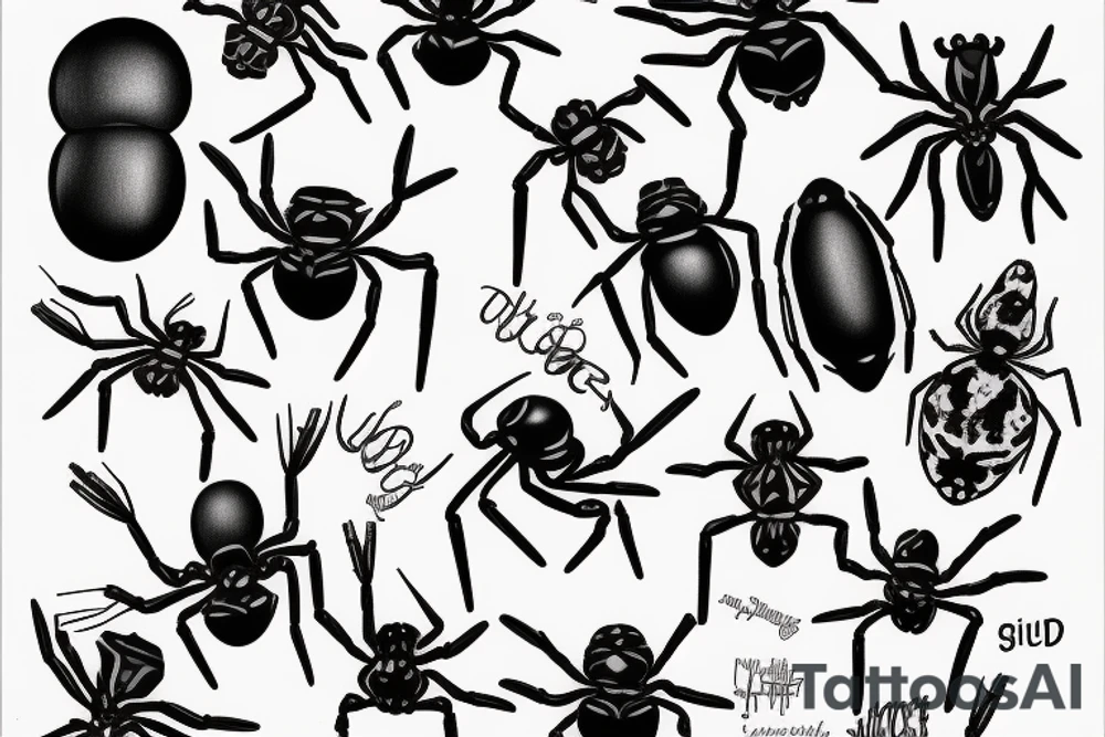 black widow spider eat fly tattoo idea