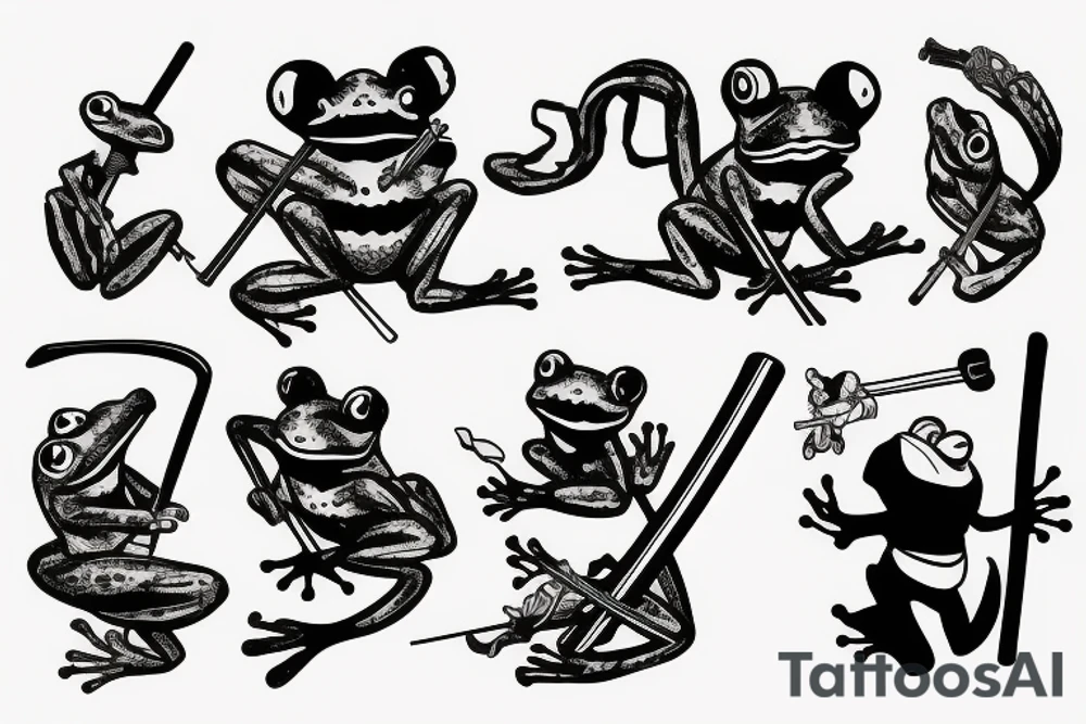Frog with katana and a smoking pipe tattoo idea