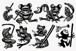 Frog with katana and a smoking pipe tattoo idea