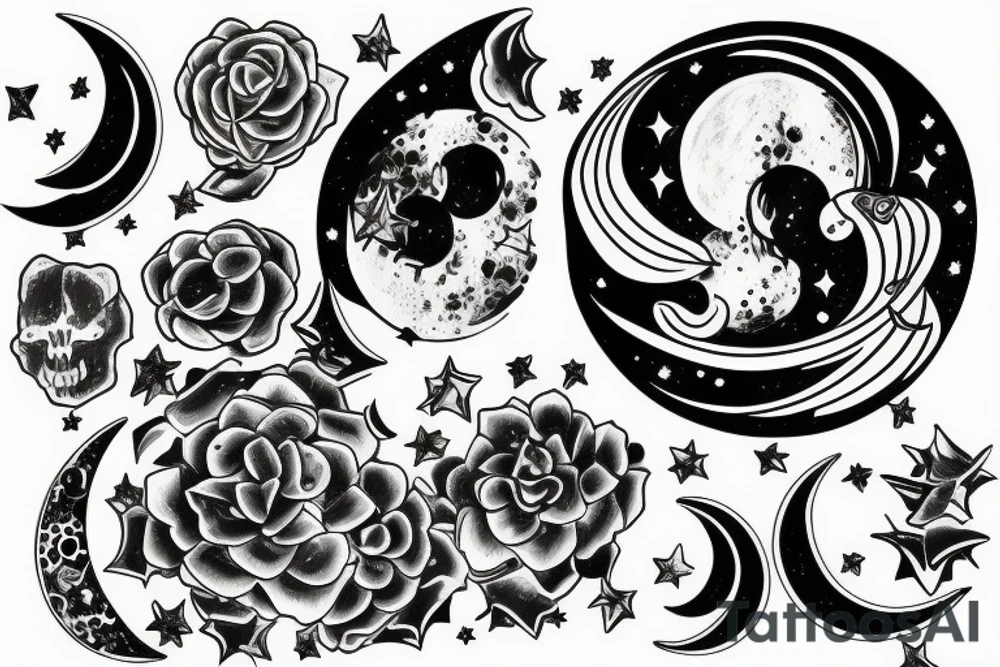 Moon in galaxy’s tattoo idea