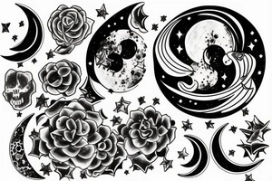 Moon in galaxy’s tattoo idea
