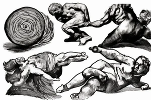 Sisyphus is destined to lift a stone uphill, knowing that he will roll back and he will have to repeat everything again. tattoo idea