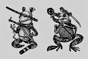 Frog with katana and a smoking pipe tattoo idea