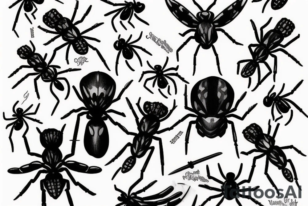 black widow spider eating fly tattoo idea