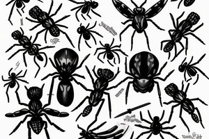 black widow spider eating fly tattoo idea