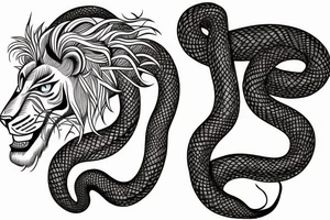 Lion head and snake tattoo idea
