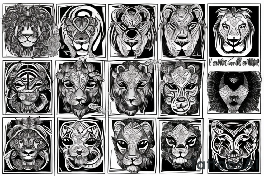 Lion head and snake tattoo idea