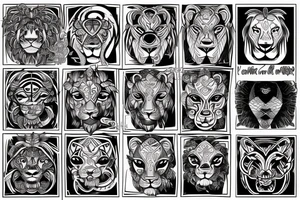 Lion head and snake tattoo idea