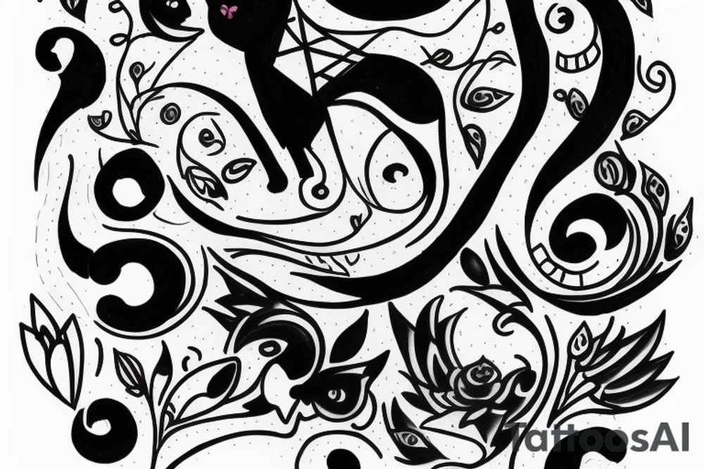 Black cat tattoo idea