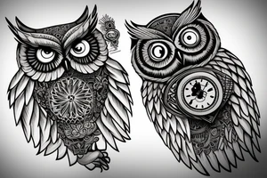 Owl holding a watch tattoo idea