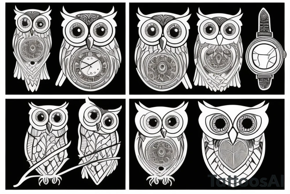 Owl holding a watch tattoo idea