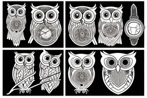 Owl holding a watch tattoo idea