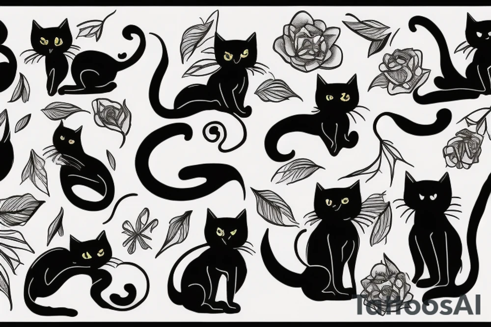 Black cat tattoo idea