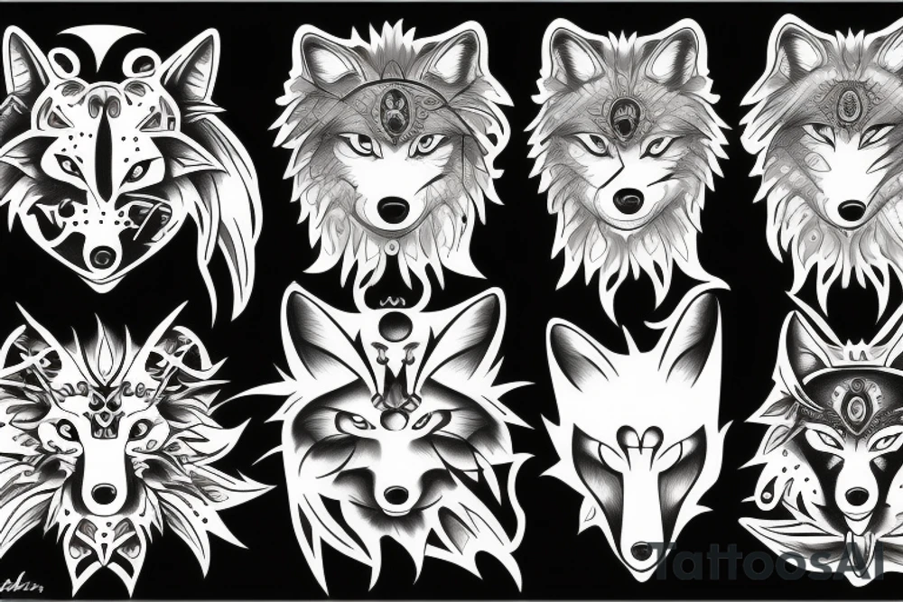 wolf with 20 eyes tattoo idea