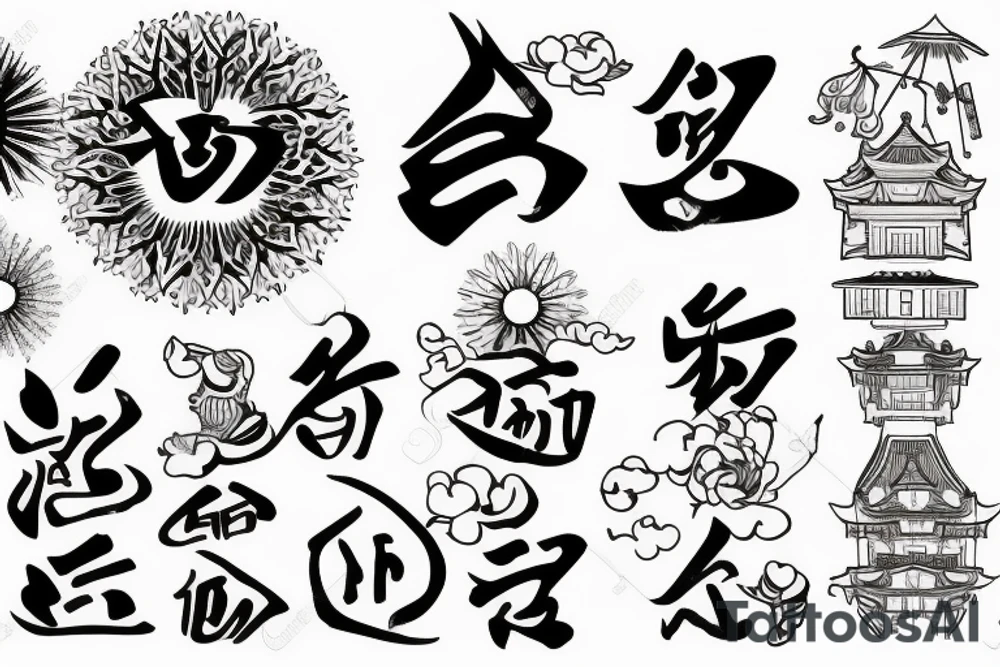 Golden Temple and sunshine on background tattoo idea