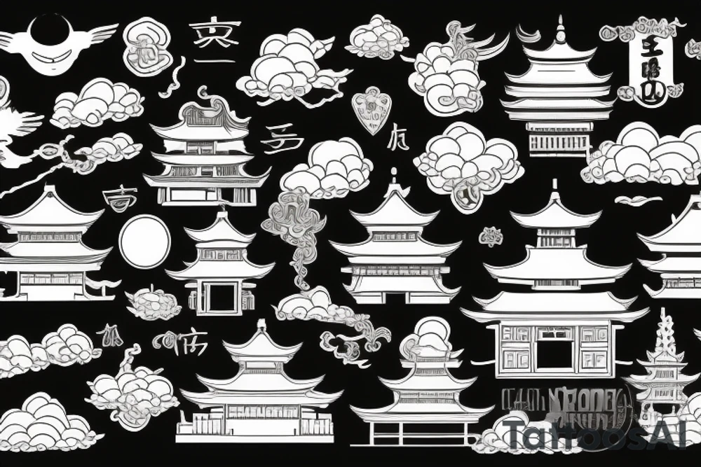 Golden Temple and sunshine on background tattoo idea