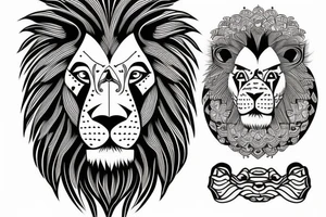 Lion head in Japan style tattoo idea