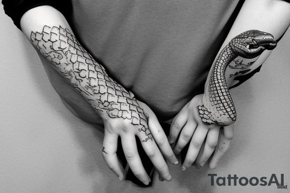 Snake around hand tattoo idea