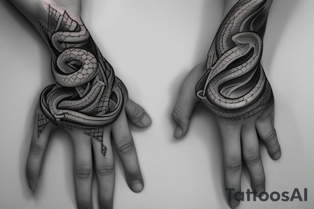 Snake around hand tattoo idea