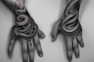 Snake around hand tattoo idea