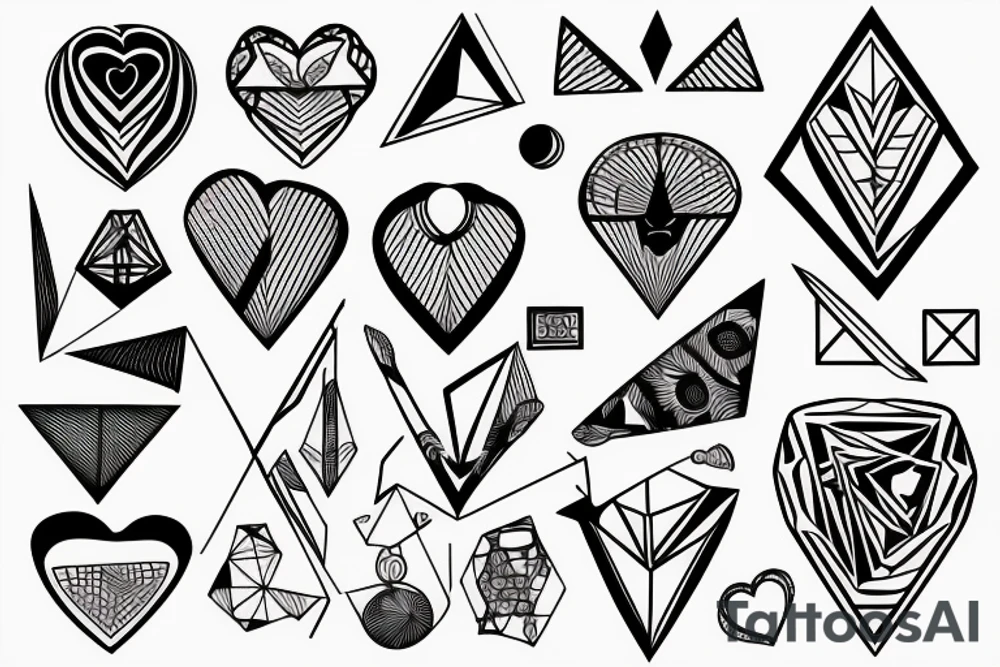geometric shapes name Robert heart tattoo idea