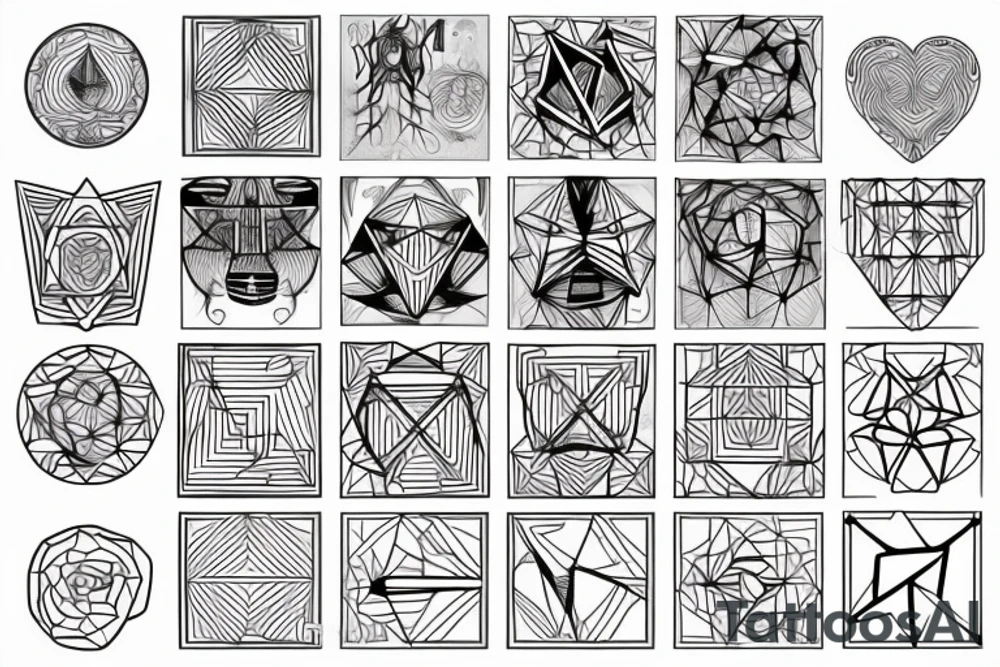 geometric shapes name Robert heart tattoo idea