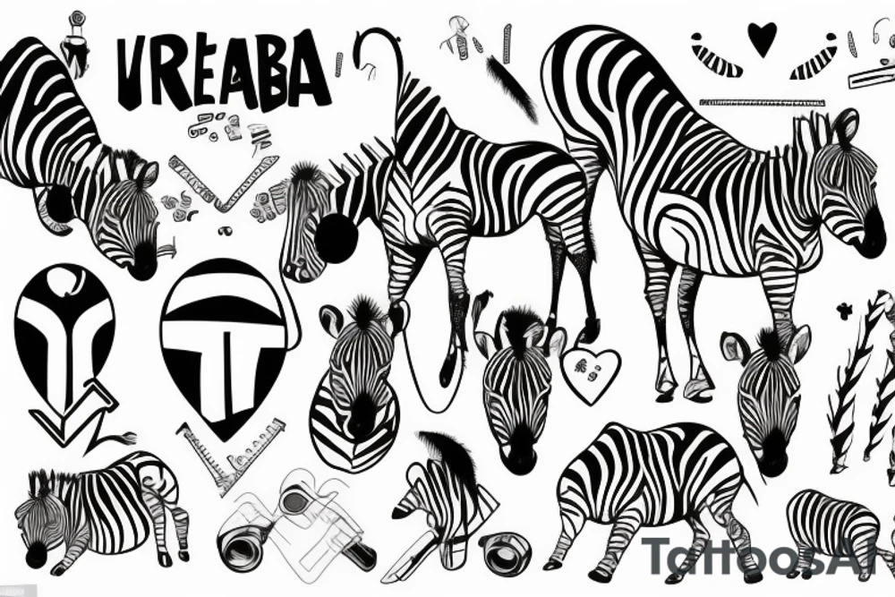 Zebra which love rap and Ukraine tattoo idea