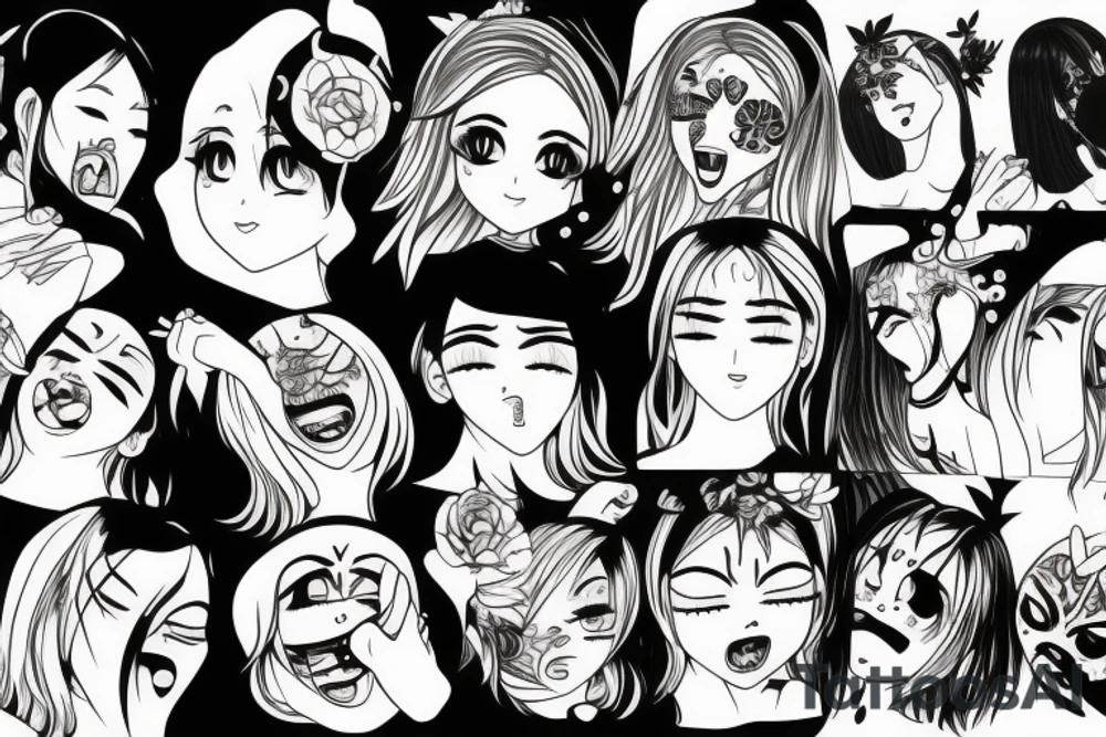 Girl ahegao tattoo idea